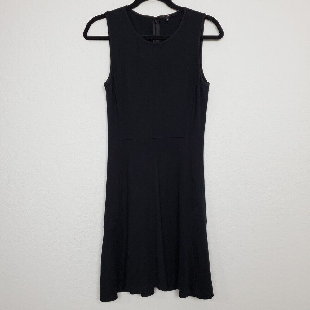 Theory Womens Nkay Classical Dress Size 8 A-Line Fit and Flare Mini Black‎